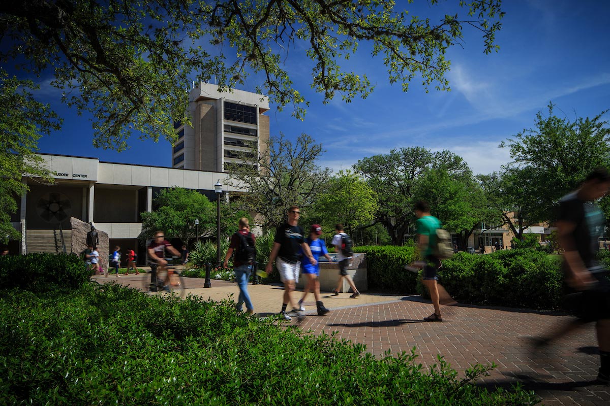 Students walking down Military Walk